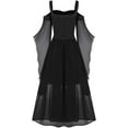 thumbnail image 2 of Women's Gothic Punk Dress Cold Shoulder Butterfly Sleeve Christmas Cosplay Party Dress, 2 of 11