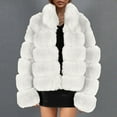 thumbnail image 3 of Winter Coats for Women Zpanxa Women Solid Color Long Sleeve Shaggy Lapel Faux Fur Coat, Warm Short Jacket Outwear, Oversized Lapel Outwear Jackets White B XXL, 3 of 4