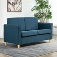 thumbnail image 2 of HOMCOM 56" Loveseat Sofa, 2-Seater Couch with Wooden Legs, Blue, 2 of 10