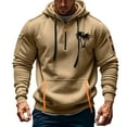 thumbnail image 2 of FAVIPT 2025 Mens Hoodies Pullover Quarter Zip American Flag Printed Long Sleeve Drawstring Hoodie Sport Workout Tactical Hooded Sweatshirts with Zipper Pockets Khaki,XXL, 2 of 3