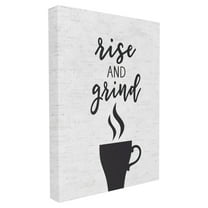 The Stupell Home Decor Collection Rise And Grind Coffee Cup Subtle Birch Typography Oversized Framed Giclee Texturized Art, 16 x 1.5 x 20