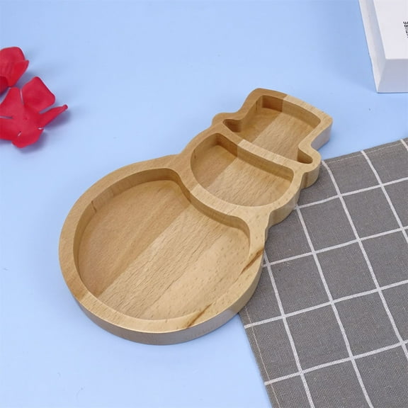 THLKIF Christmas Tree and Snowman Shaped Wooden Serving Platters, Holiday Charcuterie Boards for Cheese, Snacks, Desserts, Festive Wood Trays for Christmas Party Gift (Snowman, 2PCS)