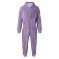 thumbnail image 4 of Abcomgle Girls Onesie Pajamas Size 7/8 Fuzzy Hooded Onesies for Boys Cute Zip Up One Piece Jumpsuits with Pockets Furry Sherpa Fleece Onesie Rompers Girls Winter Warm Onesie Pajamas Girls, 4 of 5