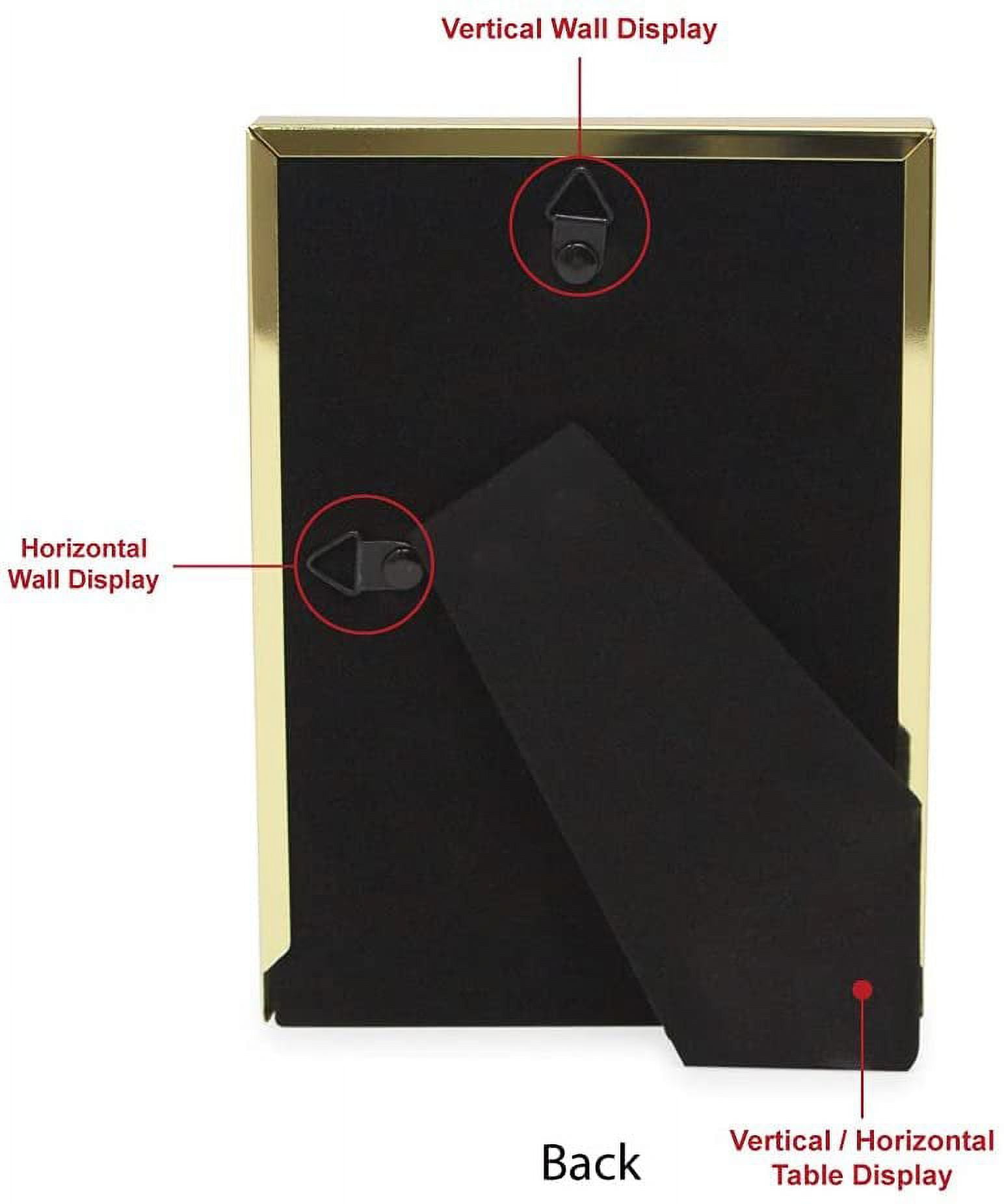 Isaac Jacobs 4x6 Pink Glitter Vertical & Horizontal and Gold Metal Picture Frame, with Black Fabric Easel, Wall-Mountable, Made for Tabletop, Counterspace, Shelf and Desk