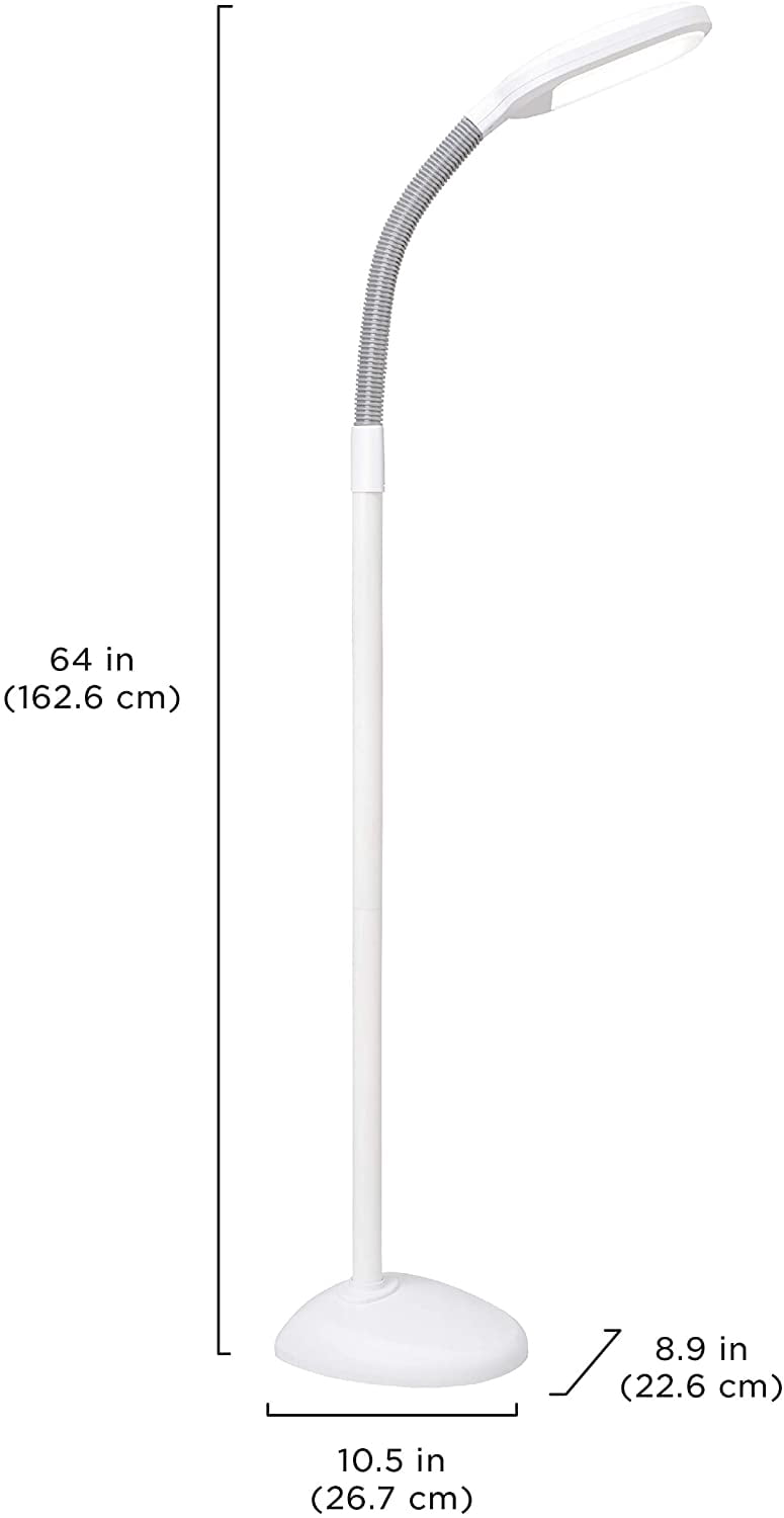 Verilux® SmartLight Full Spectrum LED Modern Floor Lamp with Adjustable Brightness, Flexible Gooseneck and Easy Controls - Reduces Eye Strain and Fatigue