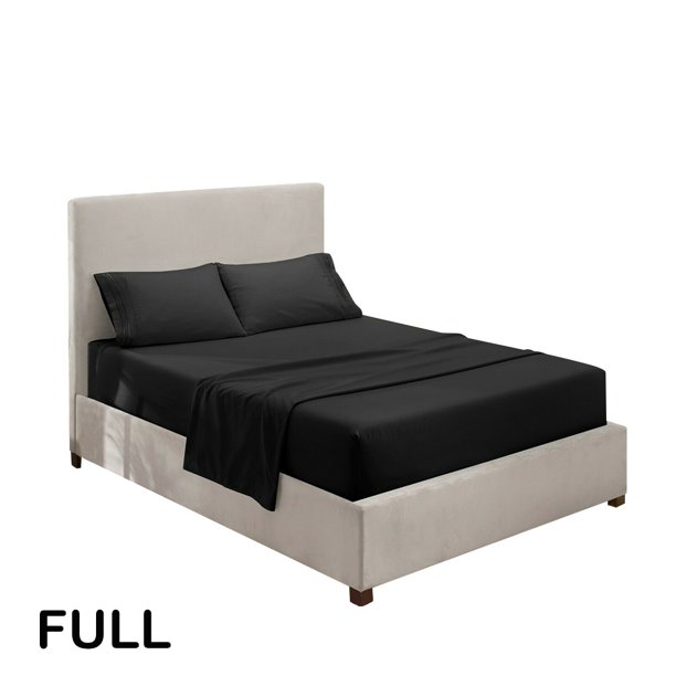 Juego de ropa de cama para el hogar Sábana de cama Funda de colchón Funda de almohada Juego de ropa de cama de poliéster de color sólido, Negro, Completo, 4pcs / set Eigraketly HA6267-16B