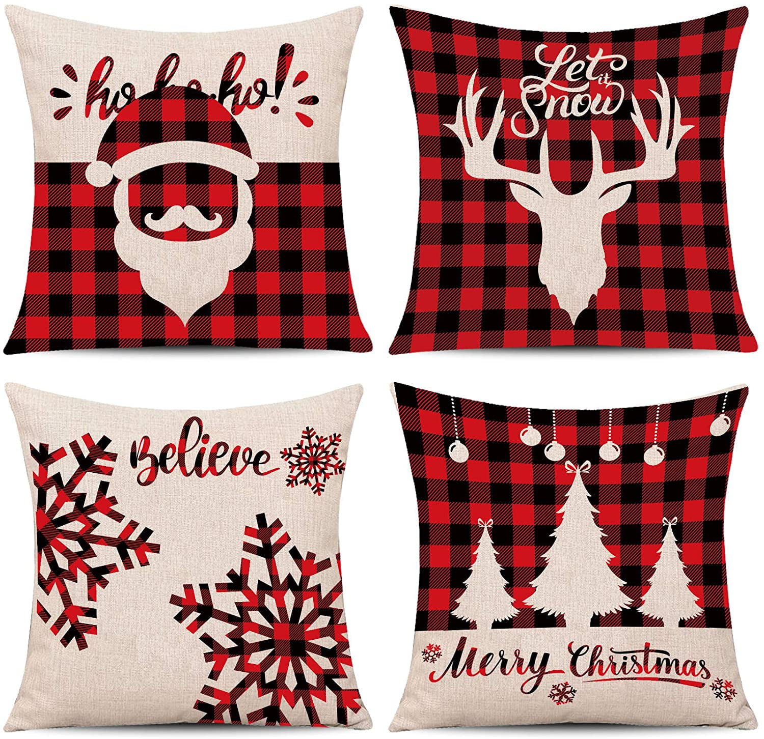 18" UK Christmas Xmas 3D Cushion Cover Pillow Case Sofa Home Decor Reindeer Snow 