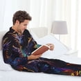 thumbnail image 6 of Picia Rainbow Wings Majestic Dragon Pattern Men’s Long-Sleeve Sleepwear Set - Soft 2-Piece Loungewear with Pockets, Comfy PJs for Relaxing Nights-Medium, 6 of 7