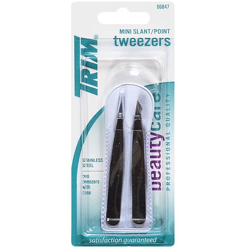 TRIM Beauty Care Mini Duo Pack Slant & Point Tip Tweezers, 2 Pieces