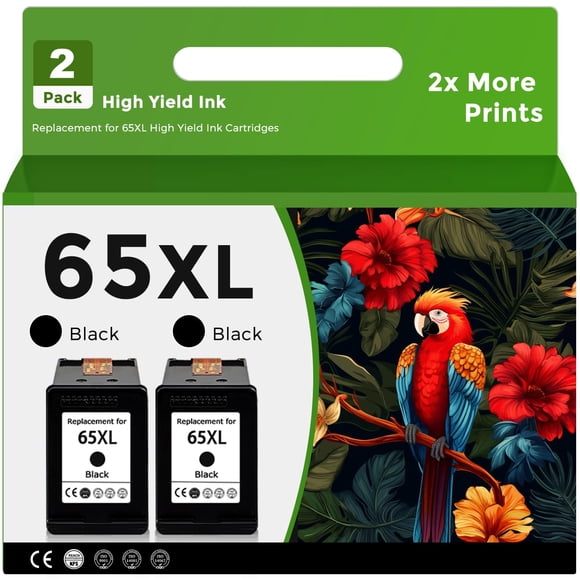 Cartouche d'Encre Noire 65TG Remanufacturée de Remplacement pour HP Ink 65 HP65 TG, Paquet Combo Noir HP65TG pour 5000 5055 5052 5014 5010 5070 3755 3700 3772 3752 262