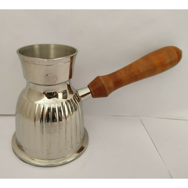 Greek Coffee Pot - Briki - Stainless Steel - 1 Pc. Greek Coffee Pot - Briki - Stainless Steel - 10 oz / Metal Handle