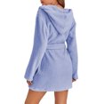 thumbnail image 5 of YanHoo Plus Size Fuzzy Robes for Women Plush Bathrobe Mid Length Tie Waist Belted Kimono Spa Robes Short Cute Soft Winter Sleepwear, 5 of 6