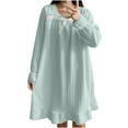 thumbnail image 5 of Kaemgyyd Womens Flannel Nightgowns Fall Winter Warm Fuzzy Fleece Sleep Dress Loose Long Sleeve Ruffle Hem Loungewear Shaggy Sleepwear, 5 of 6