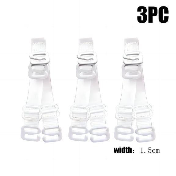 Women Clear Bra Straps 3 Pairs NonSlip Adjustable Strapless Bra Accessory Elastic Shoulder Holder, CL3