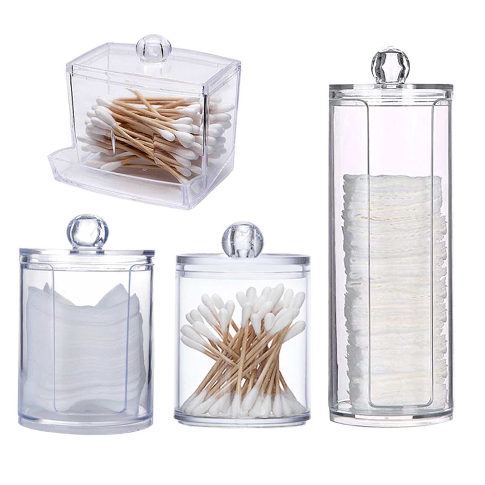 Bathroom Containers Clear Apothecary Jar for Storage Cotton Buds Ball Dispenser Cotton Swab Pads Holder 