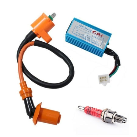 Racing Cool - High Performance Racing Ignition Coil Spark Plug A7TC CDI GY6 50cc 125cc 150cc for 4-stroke Engines Scooter ATV Go Kart Moped Quad Pit Dirt Bike Cart