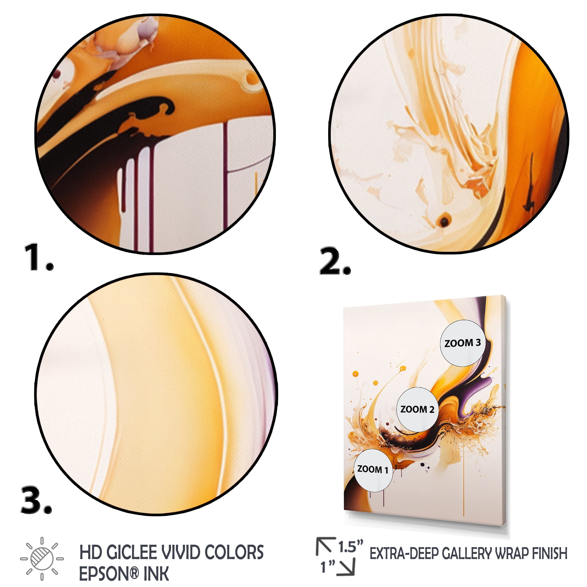 Designart White And Gold Fusion III Canvas Wall Art