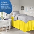 thumbnail image 2 of 34 Inch Drop Full XL Size Dorm Bed Yellow Solid Bed Skirt Lightweight Ruffled Pattern Split Corner Premium Hotal Quality With Flexible Elastic & Fade Resistent, 2 of 7
