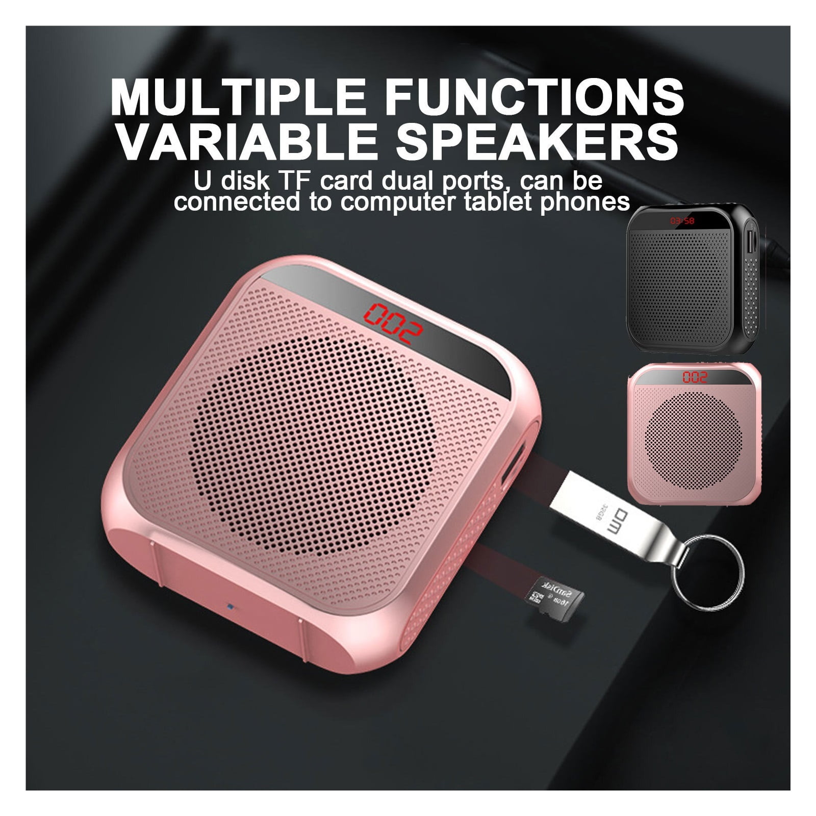 5W 2400mAh Voice Amplifier Multifunctional Portable Personal Voice Speaker With Microphone Display For Teachers Speech ,Powerful Voice Amplifier