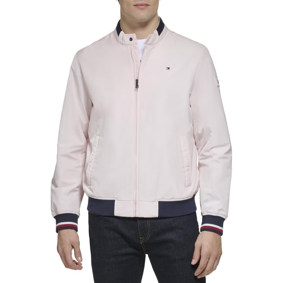 Chaqueta Tommy Hilfiger, ligera, de punto acanalado, rosa