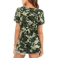thumbnail image 2 of Fancyglim Womens T Shirts Short Sleeve V Neck Camouflage Tops (Army Green,M), 2 of 4