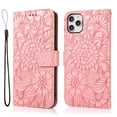 thumbnail image 7 of TOP SHE PU Leather Embossed Three Cards Folding Folio Case with Cards Holder Pocket Lanyard Anti-Scratch Shockproof Bumper Cover Case For iPhone 11  6.1",Rosegold, 7 of 7