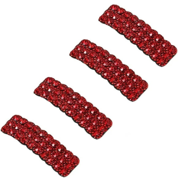 4 Piezas Rojo Moda Estilo Coreano Diamantes de Imitación Broches para el Cabello Horquillas Rectangulares Horquillas de Lujo Brillantes BB Clip Pasadores Accesorios para el Cabello para Niñas Clips y