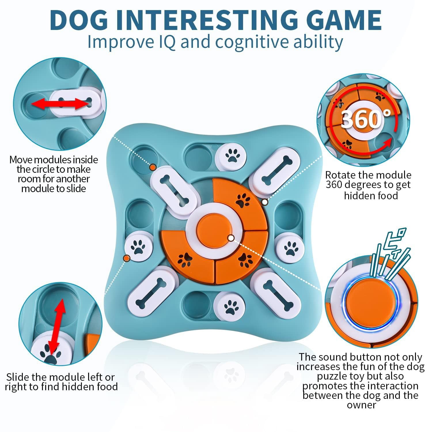 Interactive Dog Puzzle Toy Slow Feeder Treat Dispensing Dog Enrichment Toy for IQ Training Mental Stimulation for Small Medium Large Dogs