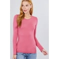 thumbnail image 2 of Simply Fashion Active Basic CrewNeck LongSleeve Slim Fit Cotton Tshirts,dusty pink,Xlarge, 2 of 4