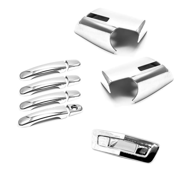 Sizver Chrome Door Mirror Door Handle Tailgate Covers For 2009-2014 Chevrolet Traverse ^without Camera hole^
