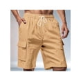 thumbnail image 3 of Cargo Shorts for Men Trendy Drawstring Elastic Waist Casual Shorts with Multi Pockets Workout Sport Outdoor Khaki L, 3 of 7