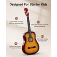thumbnail image 3 of Moukey Guitarra acústica de 38 pulgadas para principiantes, niños, jóvenes, adultos, kit de guitarra acústica Dreadnought con póster de acordes, bolsa de concierto, afinador, púas, cuerdas de nailon,, 3 of 5