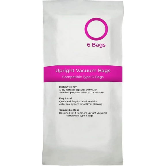 6 Pack HEPA Vacuum Bags Fit For Kenmore 53294 Type O HEPA Vacuum Bags for Upright Vacuums