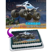 Megalodon Monster Jam Edible Cake Image Topper Personalized Birthday Party 1/4 Sheet (8"x10.5")