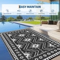 thumbnail image 5 of Garvee 9'x12' Outdoor Rug Waterproof Plastic Straw Rug, Reversible Camping Rugs Camping RV Mat Outside Vintage Diamond Carpet for Patio Deck Backyard Beach Picnic, Black, 5 of 6