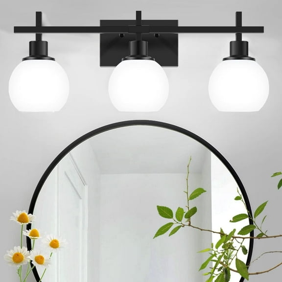 Licperron 3-Light Vanity Lights with Milky White Glass Shade