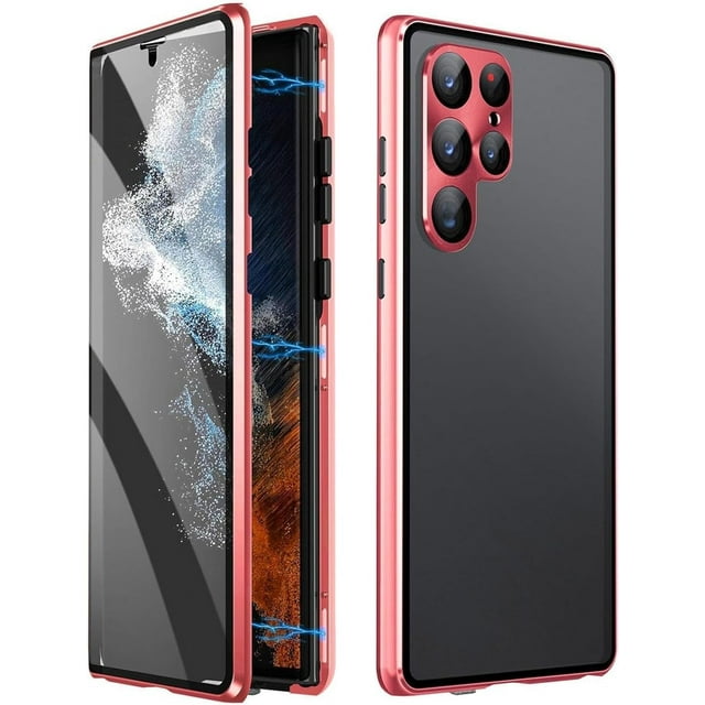 Beyonddraw Magnetic Tempered Glass Case for Samsung Galaxy S25/S24/S23/S22Series - Anti-Spy 2-Sided Protection with Strong Magnets, Military Drop Proof