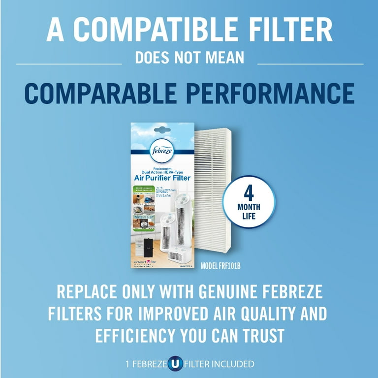 Febreze Tower Air Purifier FHT190V Gray HEPA Type Filter