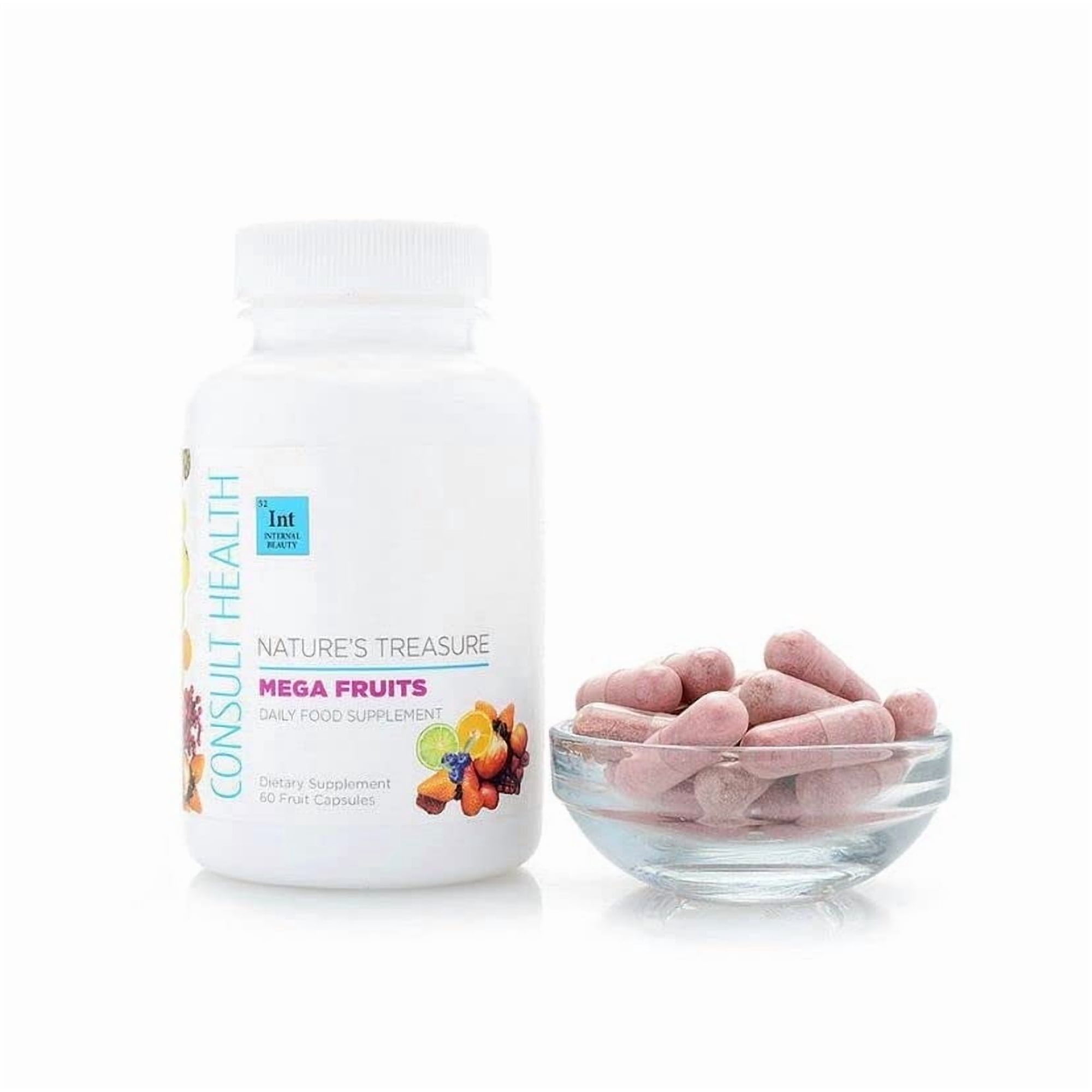 Consult Beaute Nature's Treasure Mega Fruits Dietary Supplement - 60 Fruit Capsules - Red Superfood, Vegan
