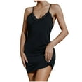 thumbnail image 2 of KIHOUT Pajamas For Women Plus Size Women's Casual Sleeveless V-Ncek Lace Dress HomeWear Slip Short Sleeshirts, 2 of 8