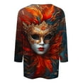thumbnail image 4 of QATAINLAV Deals Of The Day Lightning Womens Mardi Gras 3/4 Tshirts 2024 Plus Size Tops Round Neck Pullover Blouses Carnival Party Basic Graphic Tees Multicolor XL, 4 of 6