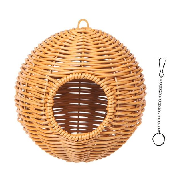 Hamaca tipo nido para loros y pájaros, percha de pie, nido de escondite tejido resistente, hamaca colgante para periquitos, cacatúas y periquitos