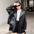 thumbnail image 6 of GiLiling Kids Faux Leather Biker Jacket Moto Style Coat Boys Girls Motorcycle Fall Winter Jacket Zipper Front Cozy Lining Outwear (Black, 9-10 Years), 6 of 9
