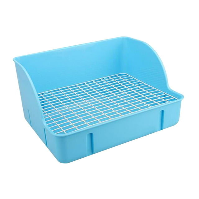 Wweixi Rabbit Litter Box For Cage Corner Easy To Clean Pet Litter Pan Bunnies Rabbit Box For Cage Corner Pee Potty Blue 29x22x15.5cm