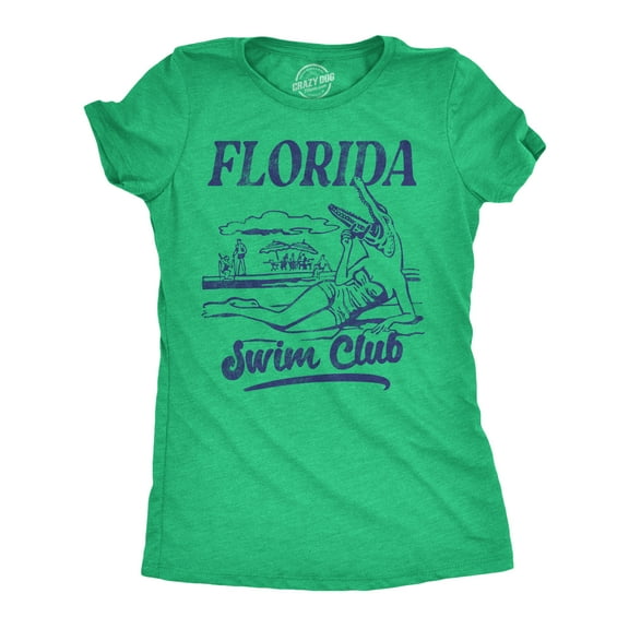 Womens Funny T Shirts Florida Swim Club Sarcastic Alligator Graphic Novelty Tee for Ladies Womens Graphic Tees
