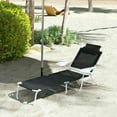 thumbnail image 5 of GVN Patio Lounge Chair,Outdoor Chaise Lounge Chair,Folding Chaise Lounge, Outdoor Sun Tanning Chair, 4-Position Reclining Back, Armrests, Removable Pillow, Black, 5 of 10