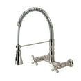 thumbnail image 3 of Kingston Brass  Heritage Two-Handle Wall-Mount Pull-Down Sprayer Kitchen Faucet Polished Chrome Polished, Chrome Finish, 3 of 5