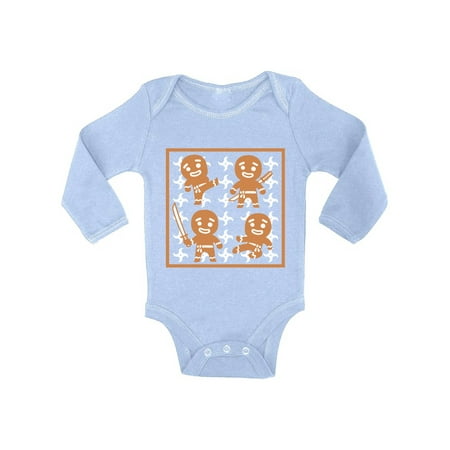 

Awkward Styles Ugly Xmas Baby Outfit Bodysuit Gingerbread Ninja Christmas Pattern Baby Romper