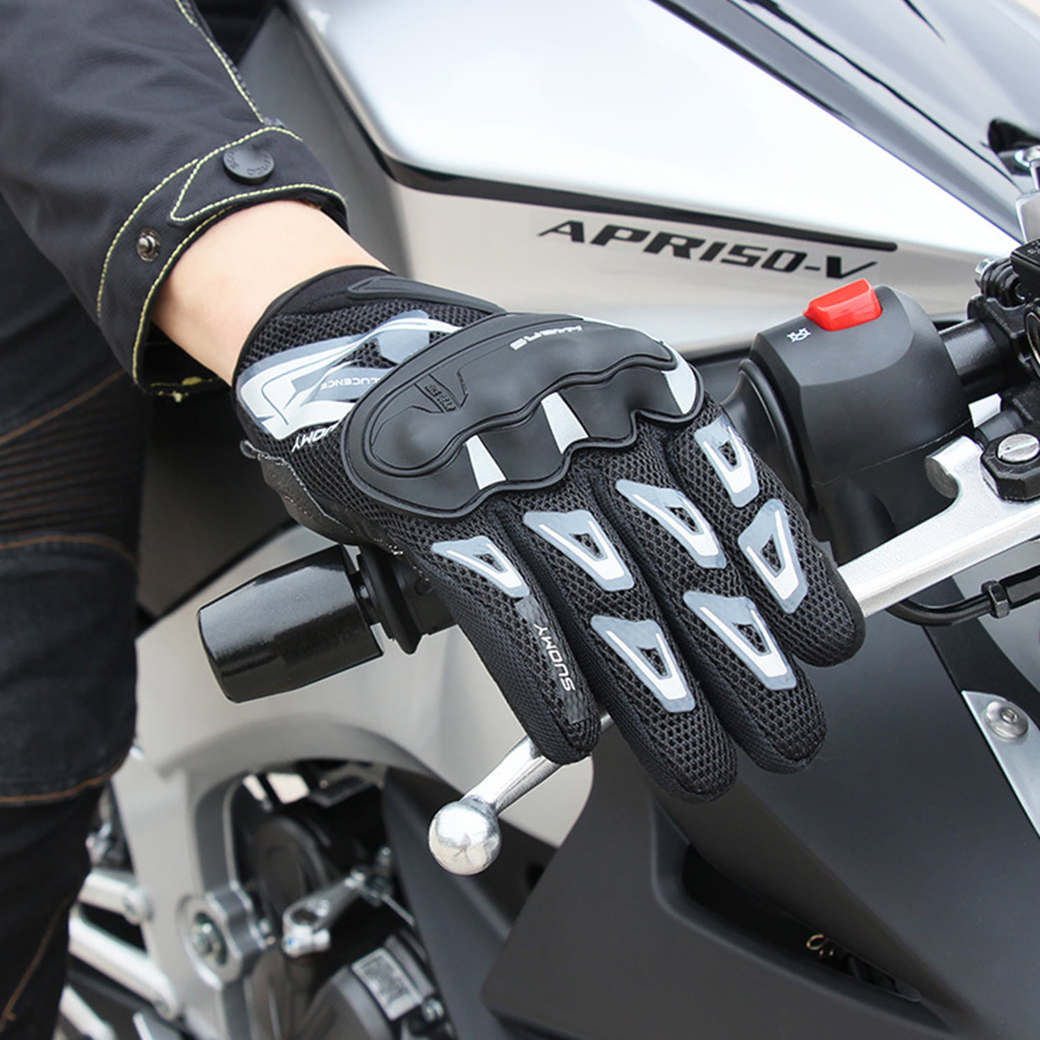 SapphireShack Motocycle Gloves With Reflective, Motorcycle Gloves for Summer, Hard Shell Breathable Lightweight Motorcyle Gloves, Touchscreen Motorcycle Riding Gloves for Road Racing(Green,M,1 Pairs)
