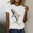 thumbnail image 2 of Tnhcen T-Shirt de Base à Manches Courtes d'Été à Col Rond pour Femme avec Imprimé d'Animaux Marins / Extensible, Respirant, Grande Taille (P-3TG) / Décontracté, Plage, Usage Quotidien, 2 of 4